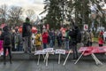 NO FUR placards and posters at Animal Rights Protest. March for Animal Advocacy in Riga, Latvia, Europe