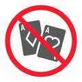 No gambling glyph icon, prohibition and forbidden,