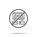 No Gams, vs, players, game controller icon. Simple thin line, outline vector of esport ban, prohibition, embargo, interdict,