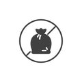No garbage dumping sign vector icon