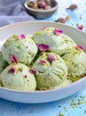 No gelatine eggless Pista ice cream Royalty Free Stock Photo