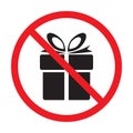 No gift icon vector forbidden present icon. No gifts vector sign. Warning, caution, attention, restriction, danger, ban for