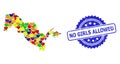 No Girls Allowed Grunge Badge and Colored Heart Mosaic Map of Uzbekistan for LGBT