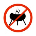 No grill zone sign isolated on white background. No bbq allowed.