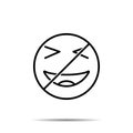 No grinning, squinting icon. Simple thin line, outline vector of emotion icons for ui and ux, website or mobile application on
