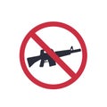 No guns sign with automatic rifle, vector sticker Royalty Free Stock Photo