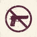 No guns sign with pistol, handgun silhouette