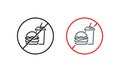 No hamburger, no drink icon. No junk food. Health care concept. Vector on isolated white background. EPS 10