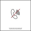 No handset vector icon. Flat image no phone icon on white isolated background
