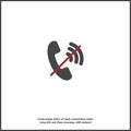 No handset vector icon on gray background. Flat image no phone on white isolated background