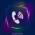 No handset vector neon light icon. Flat image no phone icon. Lay