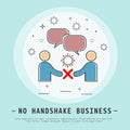 No handshake business deal vector illustration. Modern flat thin line icon design. Stop coronavirus concept. Two businessman Royalty Free Stock Photo