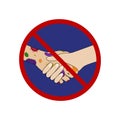 No handshake flat icon, warning virus spread