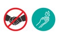 No handshake and hand washing icons in a flat design