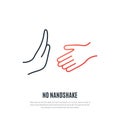 No Handshake icon. COVID 19 prevention concept.