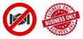 No Handshake Icon with Grunge Business Only Stamp
