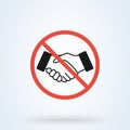 No handshake icon with red forbidden sign isolated on white background. symbol vector illustration Royalty Free Stock Photo