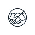 no handshake icon vector from coronavirus concept. Thin line illustration of no handshake editable stroke. no handshake linear Royalty Free Stock Photo