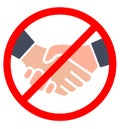 No handshake icon vector illustration no dealing no collaboration COVID 19 prevention concept Royalty Free Stock Photo