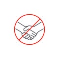 No handshake icon on white background. Vector flat style. avoiding physical contact sign