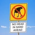 No head in sand ahead ostrich road sign 3d illustration