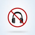 No headphones Simple vector modern icon. Forbidden design illustration