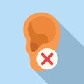 No hearing icon flat vector. Deafness human health