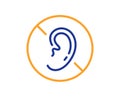 No hearing line icon. Mute mic sign. Vector