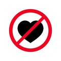 No heart flat symbol vector icon. Forbidden sign love feelings concept isolated on white background.illustration