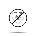 No hearth, baby, gender icon. Simple thin line, outline vector of 8 march ban, prohibition, embargo, interdict, forbiddance icons Royalty Free Stock Photo