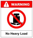 No heavy load, do not place heavy objects on surface, prohibition sign, vector illustration. Royalty Free Stock Photo