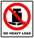 No heavy load, do not place heavy objects on surface, prohibition sign, illustration.