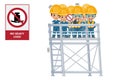No heavy load. To prohibit the placing of heavy objects on a surface. Scaffolding collapsing due to excess weight and overload of