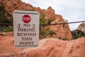 No hiking danger sign garden of the gods colorado springs rocky mountains Royalty Free Stock Photo