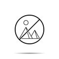 No history, pyramid icon. Simple thin line, outline vector of history ban, prohibition, embargo, interdict, forbiddance icons for