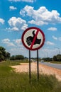 No hitchhiking road sign, Namibia