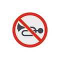 No horn traffic icon, flat style Royalty Free Stock Photo