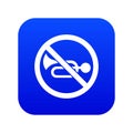 No horn traffic sign icon digital blue