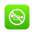 No horn traffic sign icon digital green