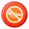 No horn traffic sign icon, flat style Royalty Free Stock Photo