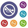 No horn traffic sign icons set Royalty Free Stock Photo