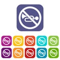 No horn traffic sign icons set Royalty Free Stock Photo