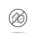 No house, security icon. Simple thin line, outline vector of real estate ban, prohibition, embargo, interdict, forbiddance icons Royalty Free Stock Photo