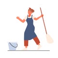 No Housework Day cartoon hand drawn style flat vector design illustration. Concept of happy affairs woman housewife cleans.