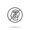 No human, brain, banking, investment, saving icon. Simple thin line, outline vector of mind process ban, prohibition, forbiddance