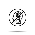 No human, brain, brainstorming, mental process icon. Simple thin line, outline vector of mind process ban, prohibition,