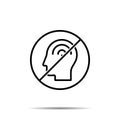 No human, brain, contact icon. Simple thin line, outline vector of mind process ban, prohibition, forbiddance icons for ui and ux Royalty Free Stock Photo