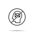 No human, brain, email icon. Simple thin line, outline vector of mind process ban, prohibition, forbiddance icons for ui and ux, Royalty Free Stock Photo