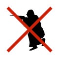 No hunt, forbidden sign stock , for areas where hunting is prohibited, black silhouette on white background Royalty Free Stock Photo