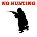 No hunt, forbidden sign stock , for areas where hunting is prohibited, black silhouette on white background Royalty Free Stock Photo